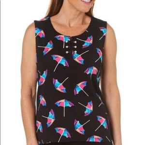 🌴Rafaella Petite Umbrella Print Tank Top